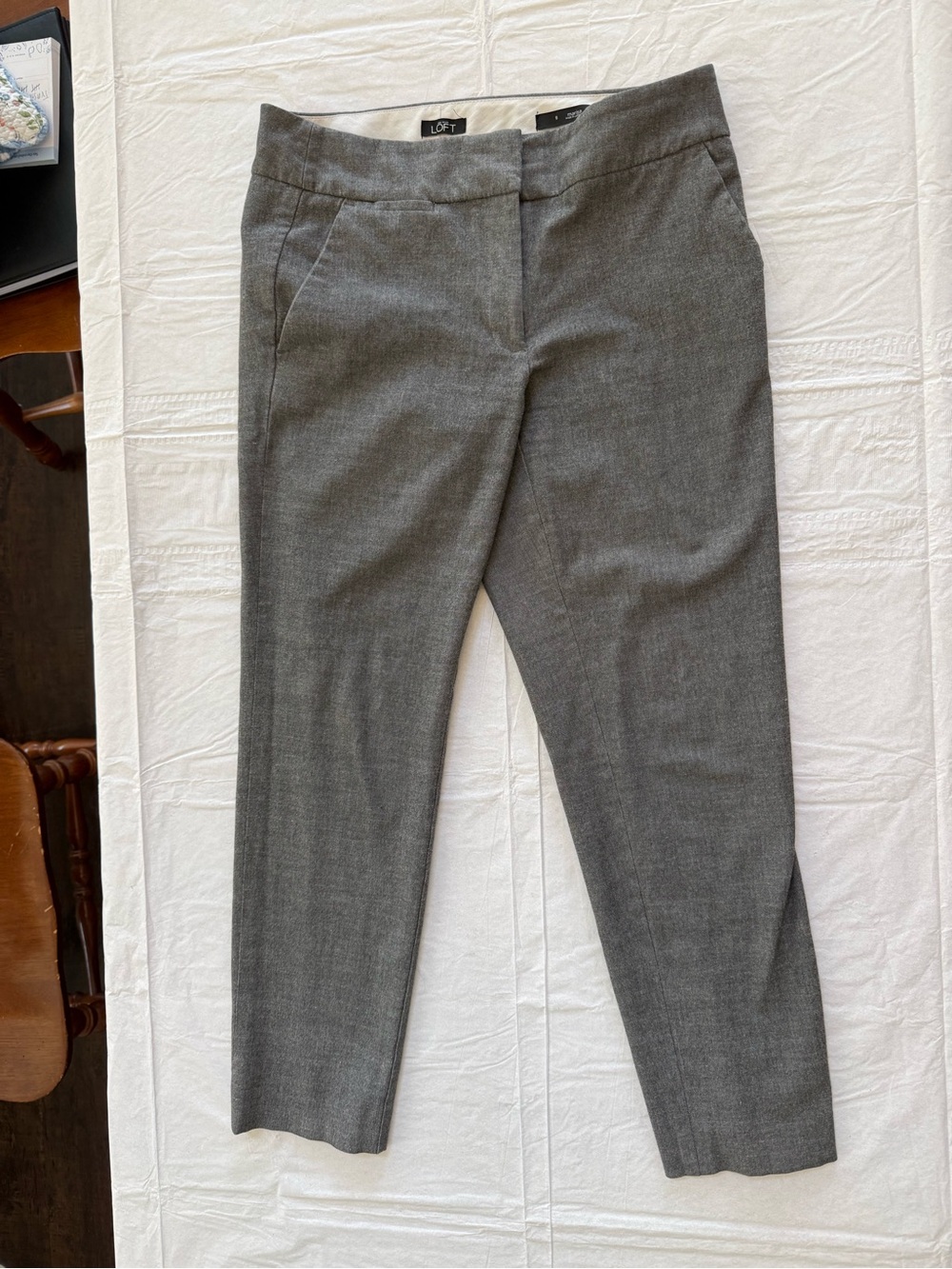 LOFT Gray Slim Cropped Dress Pants